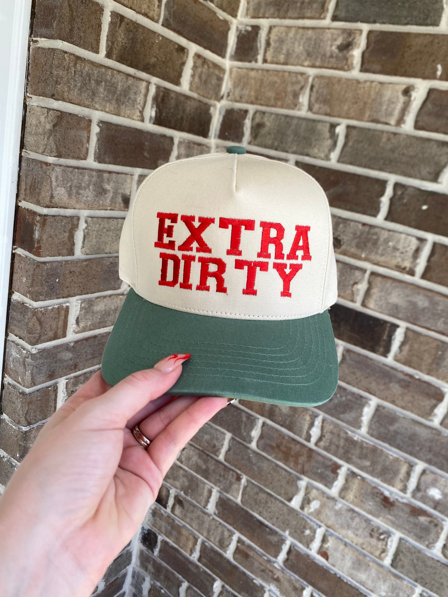 Extra Dirty Olive and Red Snapback